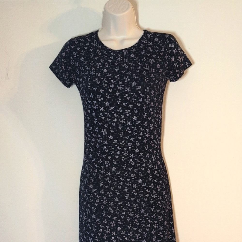 90s Floral Stretch Midi Dress